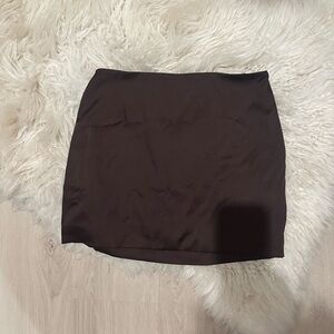 Sunday Best Satin Brown Mini Skirt